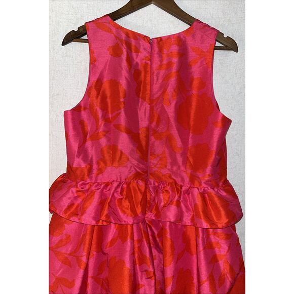 Kate Spade For Target Classic Rose Peplum Midi Dress Ladies Size 12 Red & Pink - Picture 11 of 16